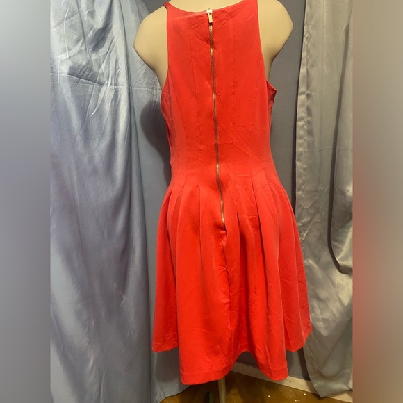 Calvin Klein Orange Pink Pleated Halter Mini Dress - Picture 9 of 13